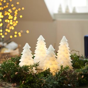 LED-koristevalo Carla, puu, valkoinen vaha, 16 cm