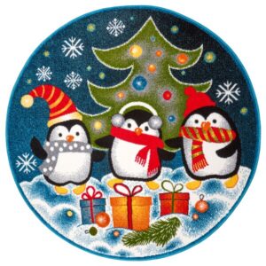 Hanse Kodu lasten matto Penguin Christmas, sininen, 133 cm